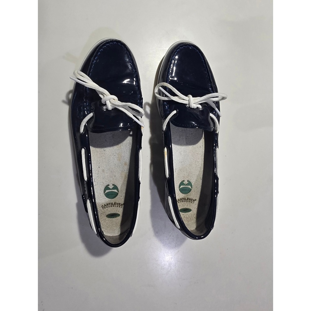 Cole Haan Womens Navy Blue Patent Leather Boat Shoes Loafers Size 10B